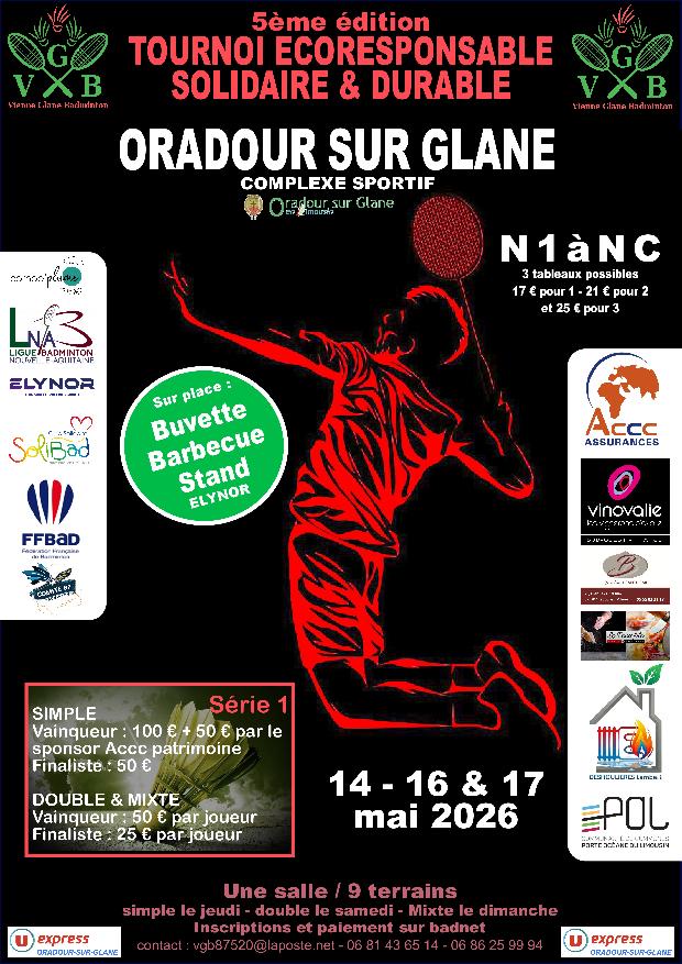 CINQUIEME TOURNOI SENIOR ECO REPONSABLE D’ORADOUR SUR GLANE